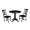 International Concepts Round 36 in Round Extension Dining Table with 2 San Remo Chairs, Black, 36 in W, 48 in L, 30.1 in H K46-36RXT-27B-C10-2 - alternate 1